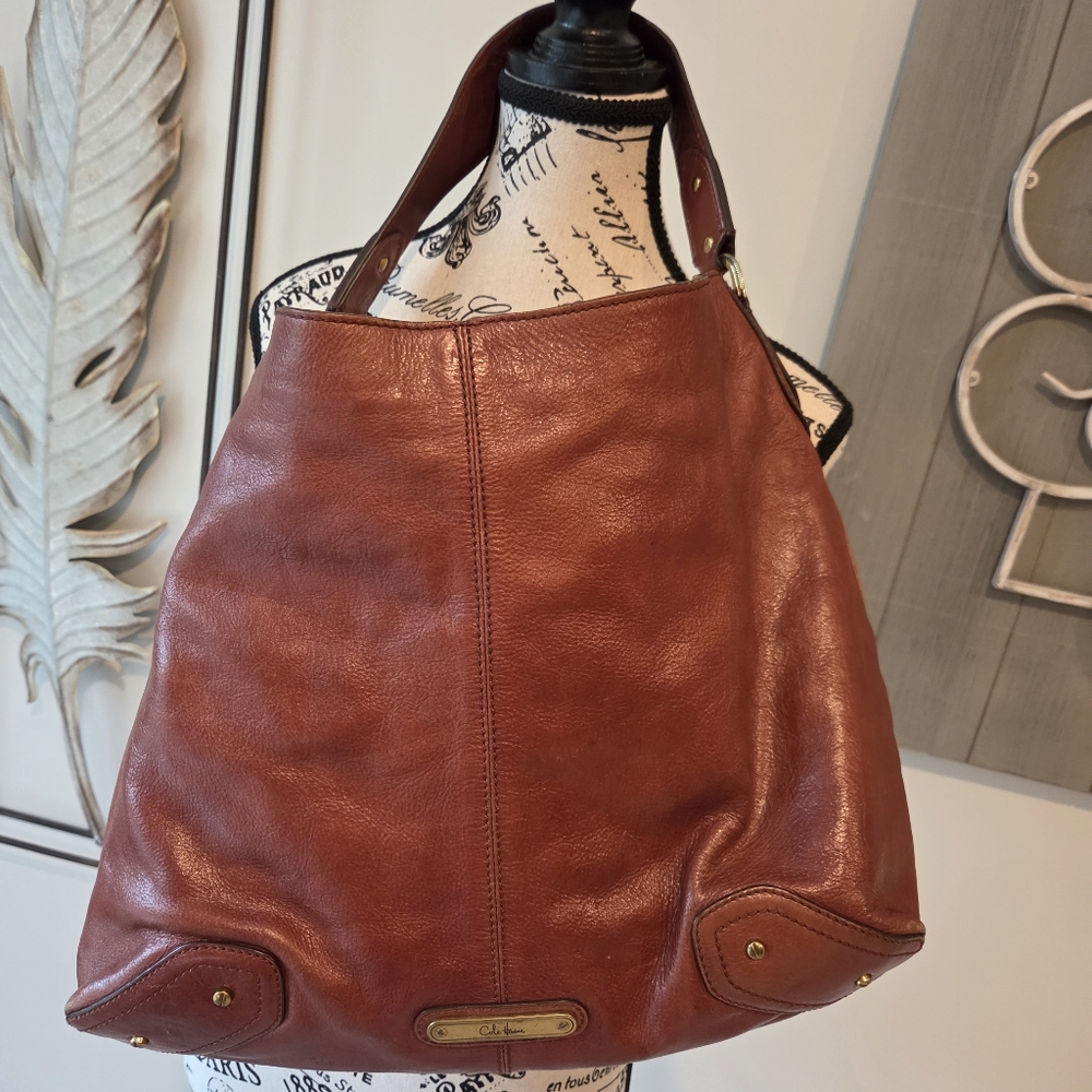 Cole Haan Chic Brown Leather Tote Bag, Large